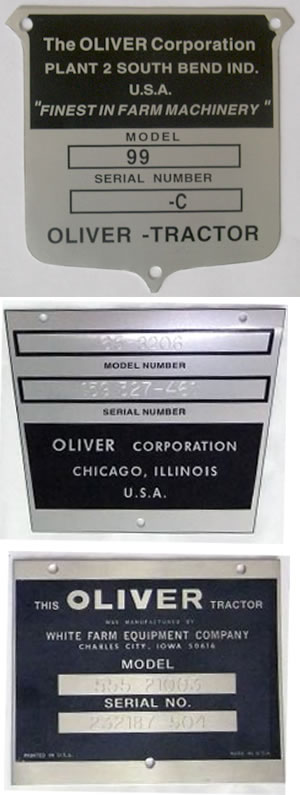 Serial Plates for Oliver Tractors